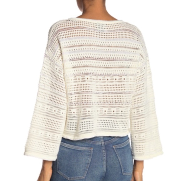 CENY Solid White Crochet Knit Sweater - Picture 2 of 7